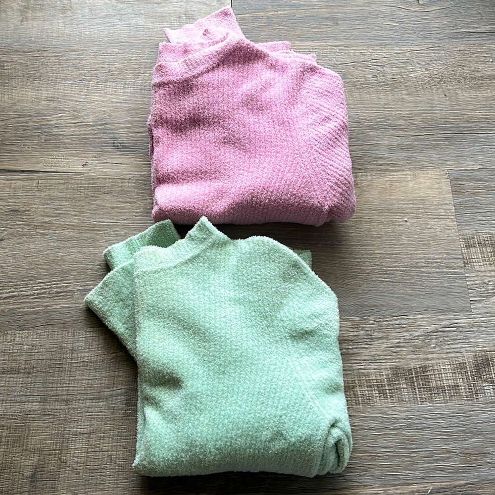 Arizona Jean Co Girls Pink Sweater Green Sweater Super Soft Pullover, Girls Sz L